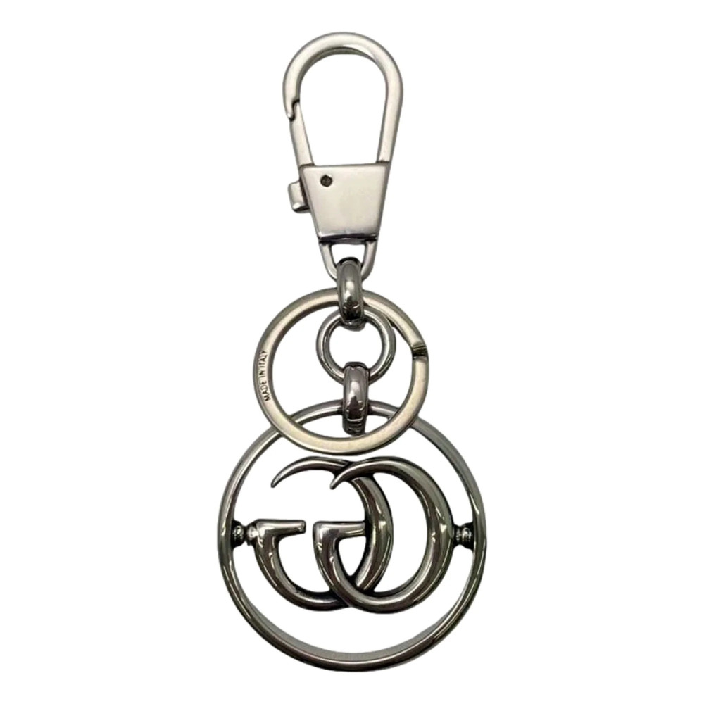 Gucci Interlocking G Metal Key Ring Charm Silver